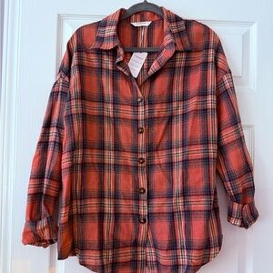 Pink Plaid Shirt in Red and Black